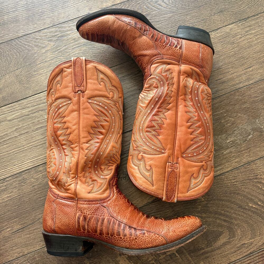 Botas Java Cowboy Western Boots Leather Chestnut Brown Exotic Men Size 10
